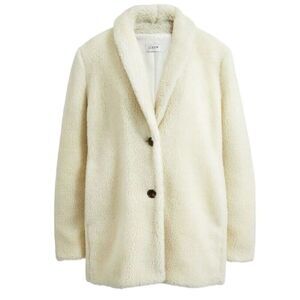 J Crew Women’s Cream Teddy Sherpa Coat Size Medium